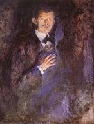 Edvard Munch Holding a cigarette of Self-Portrait oil painting reproduction